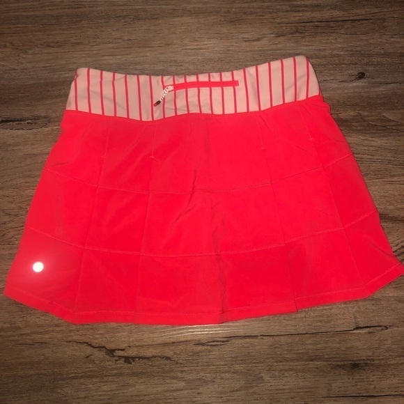 lululemon Pace Rival Skirt - Electric Coral Quiet Stripe Butter Pink Sz 6 Tall - Picture 2 of 9